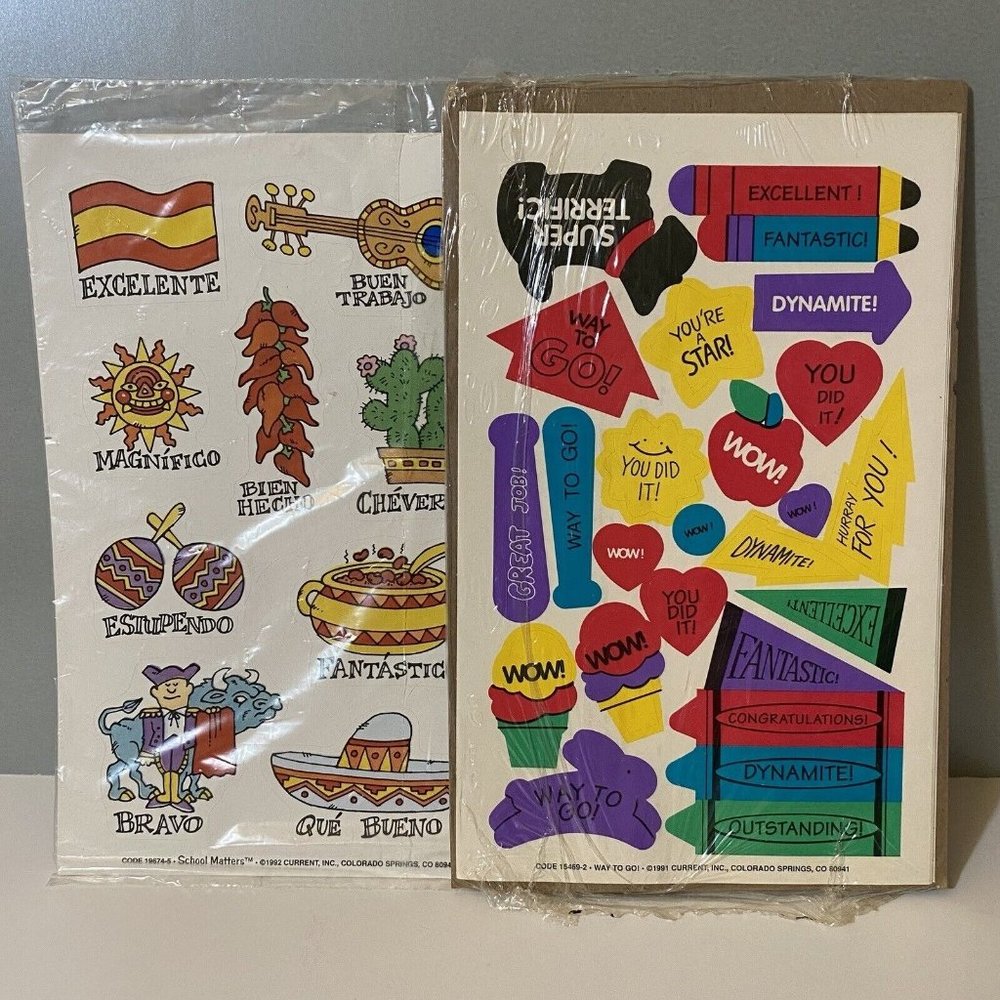 Vintage 1990s Current Inc Spanish & English Reward Stickers